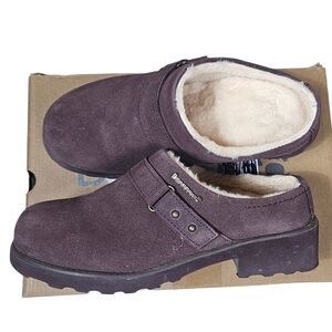 BearPaw Brown Suede Shearling Clog